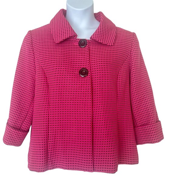 Vintage En french Pink & Black Checkered Textured Jacket Plus Size 18 - Picture 1 of 9
